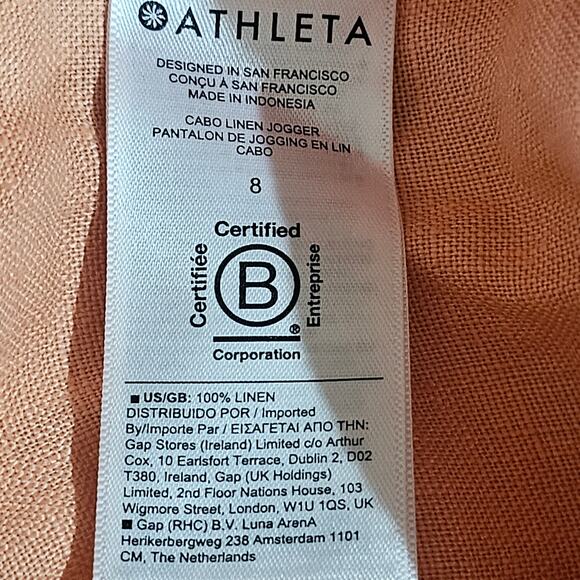 Athleta Cabo Linen Jogger Pants Peach Size 8 - Picture 6 of 8